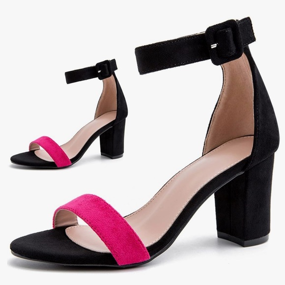 Elegant Black and Pink Women's block Heels NWOT size 7.5 - Picture 3 of 9